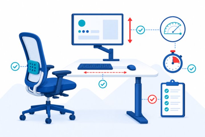 Ekran başı çalışma istasyonu ergonomisi: koltuk, monitör yüksekliği ve mola planı