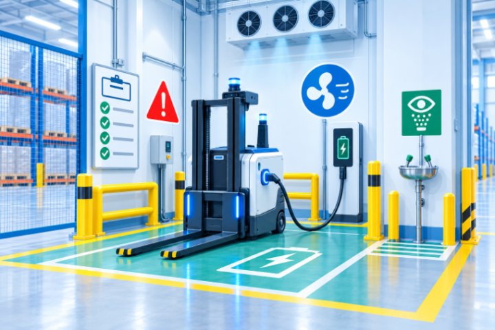 Forklift akü şarj alanı ve günlük kontrol