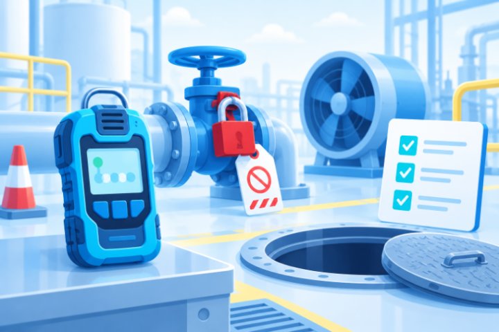 ISO 45001 iş izni sistemi öncesi gaz ölçümü, kilitleme-etiketleme ve kapalı alan havalandırması