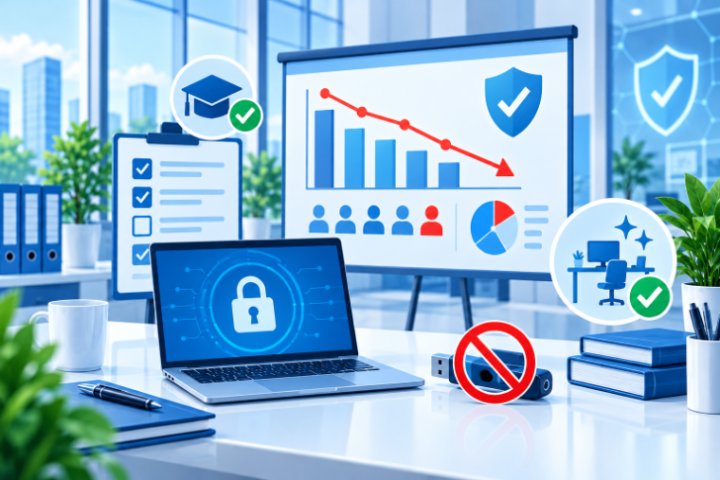 ISO 27001 farkındalık eğitimi etkinliği: oltalama simülasyonu sonuç grafiği ve test